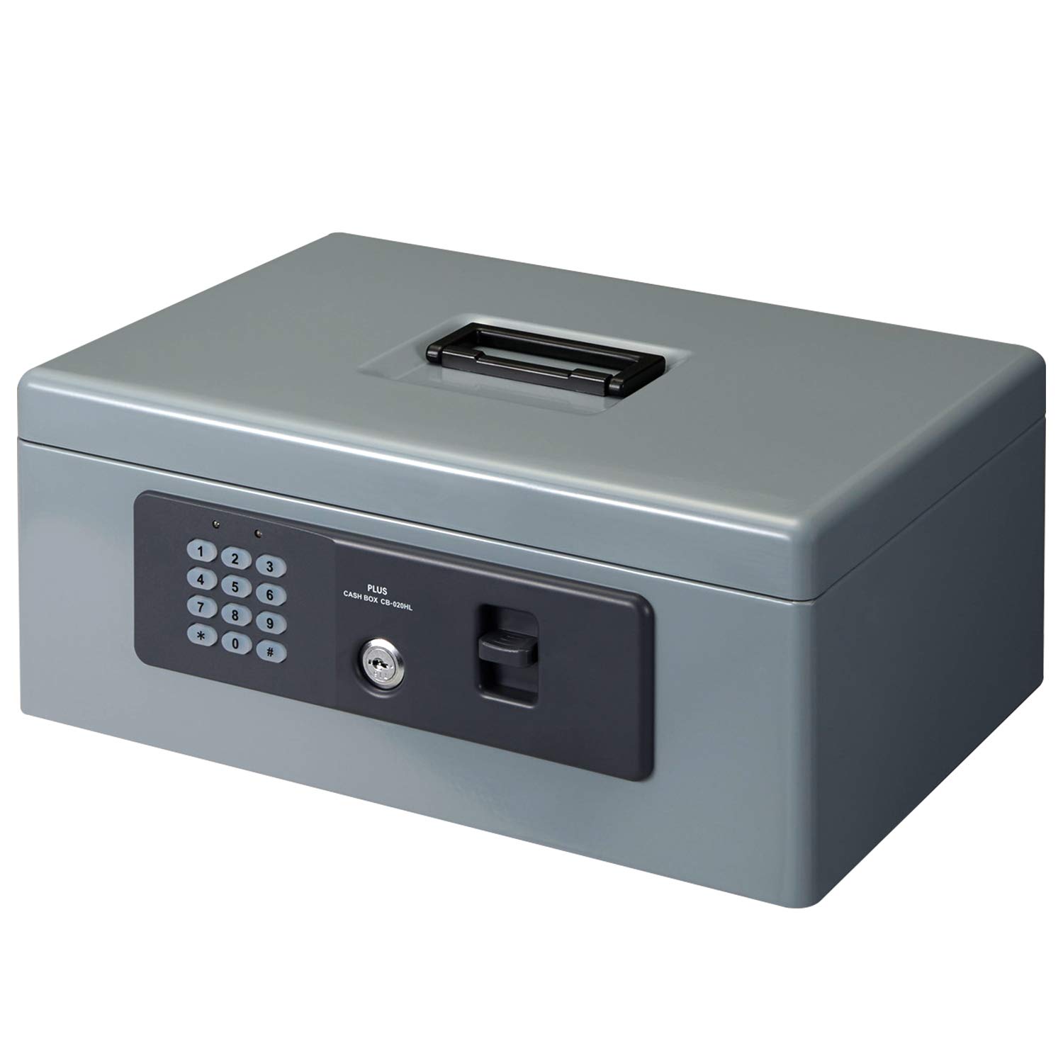 Amazon.co.jp: プラス 金庫 電子ロック 手提金庫 Mサイズ グレー CB