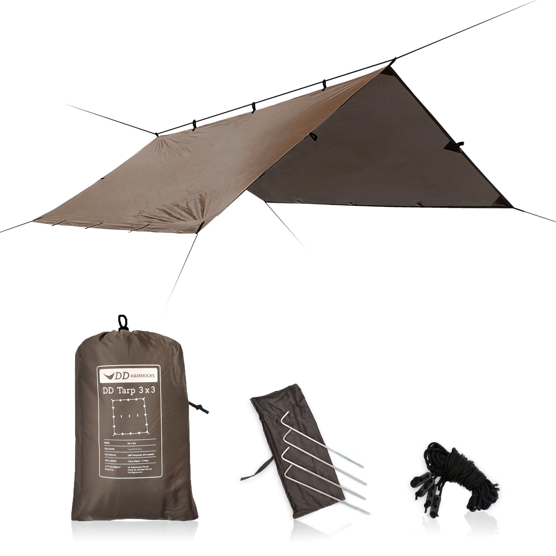 Amazon.com: DD Hammocks - DD Tarp 3x3 - Coyote Brown (10ft x 10ft