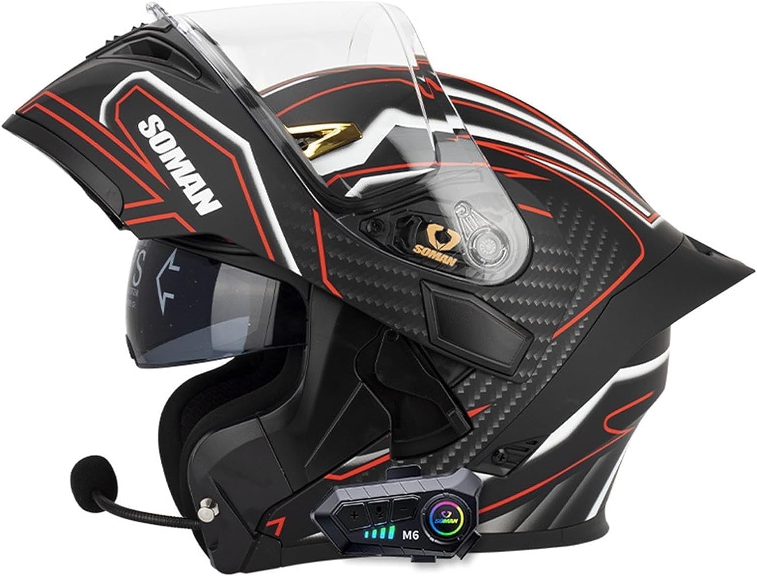 Amazon | モジュラーバイクBluetoothヘルメット、デュアルバイザー内蔵