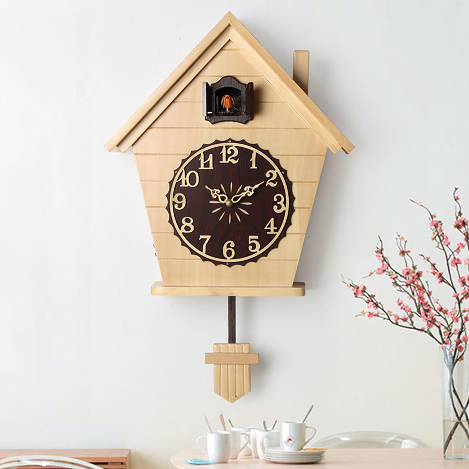Amazon.co.jp: 鳩時計、正時に鳴く鳥、レトロな木製壁掛け時計と卓上