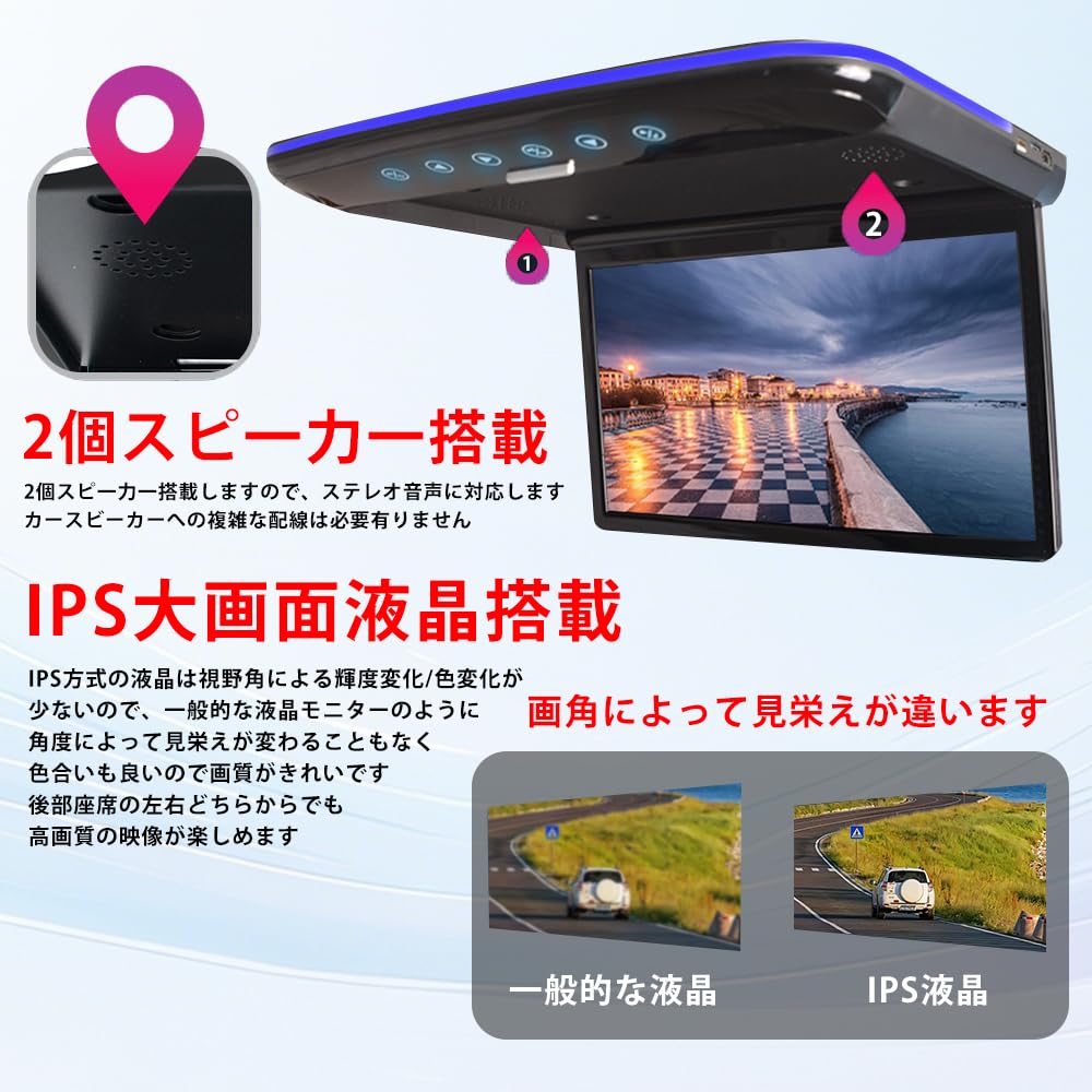 Amazon.co.jp: NOAUKA「2025年改良タイプ」 フリップダウンモニターIPS