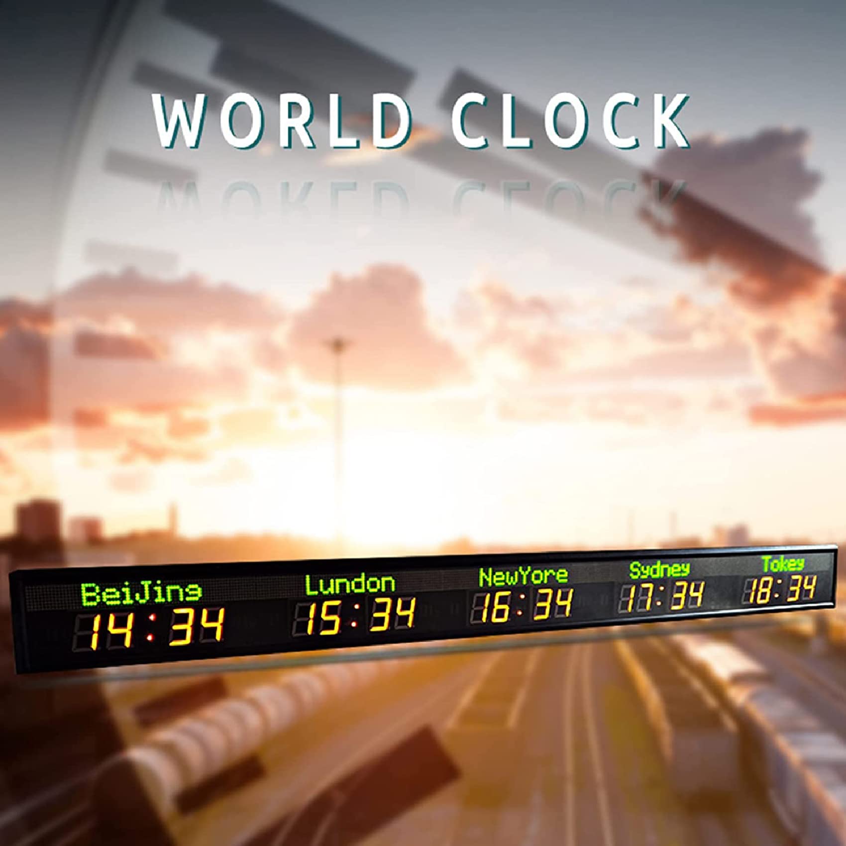 Amazon.co.jp: GOVRN 世界時計、5都市タイムゾーン赤色LEDデジタル