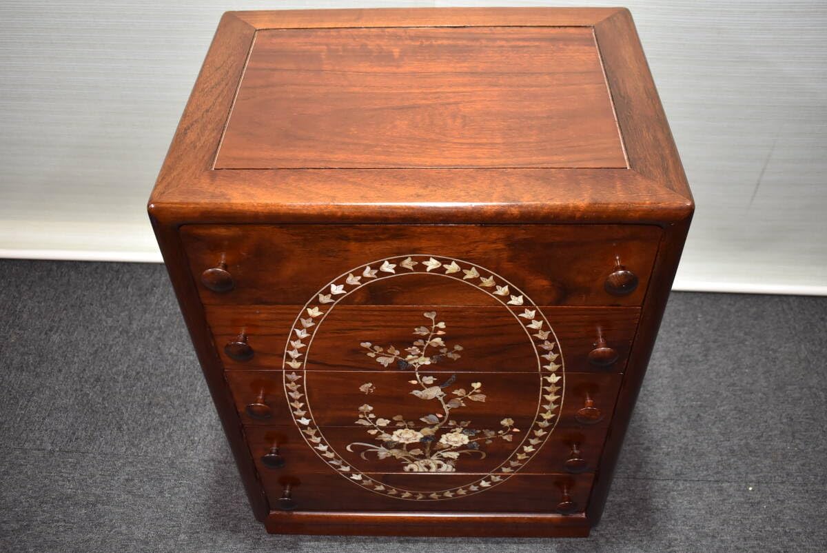 ミニ箪笥 引出三段 象嵌細工 花梨 天然木 ミニ箪笥引出三段象嵌細工