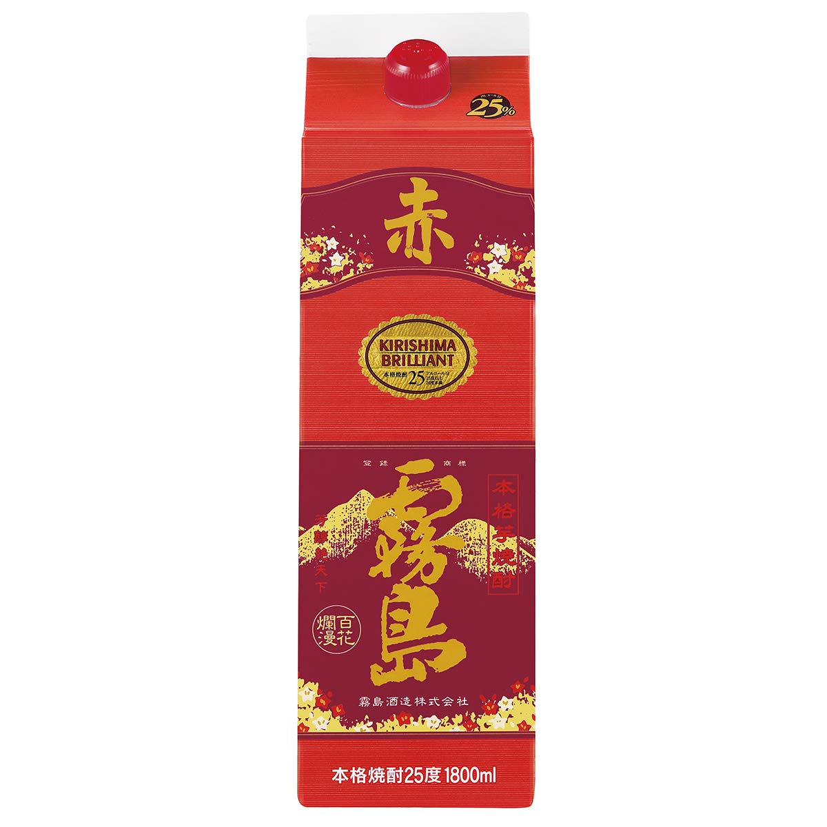 Amazon.co.jp: 赤霧島 25% パック 1800ml [ 焼酎 25度 宮崎県 ] : 食品