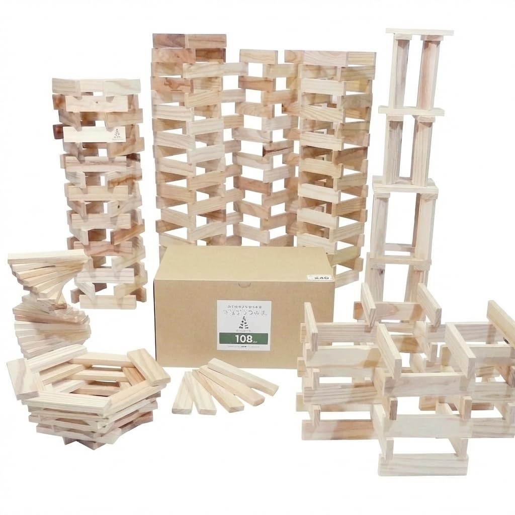 Amazon | からからつみき 108 240ピース 木製 積み木 知育玩具 日本製