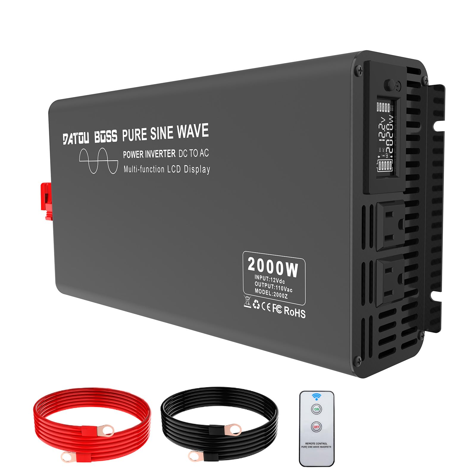 Amazon.co.jp: 12V 2000W 純正弦波 インバーター 正弦波DC12VをAC100に