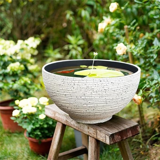 Amazon | メダカ 鉢睡蓮鉢 水生植物金魚鉢 植木鉢 植木鉢鉢 模造石 丸