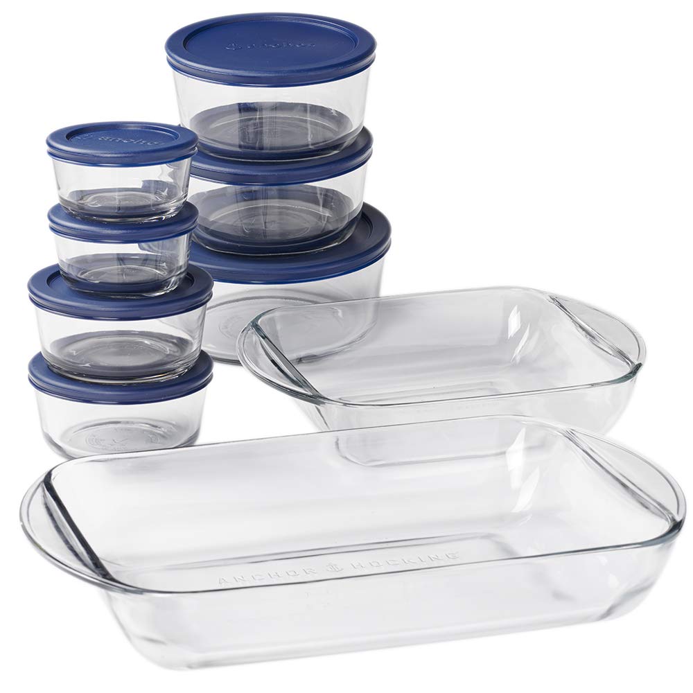 Amazon | Anchor Hocking 耐熱皿セット 16点 ガラス製食品収納 電子