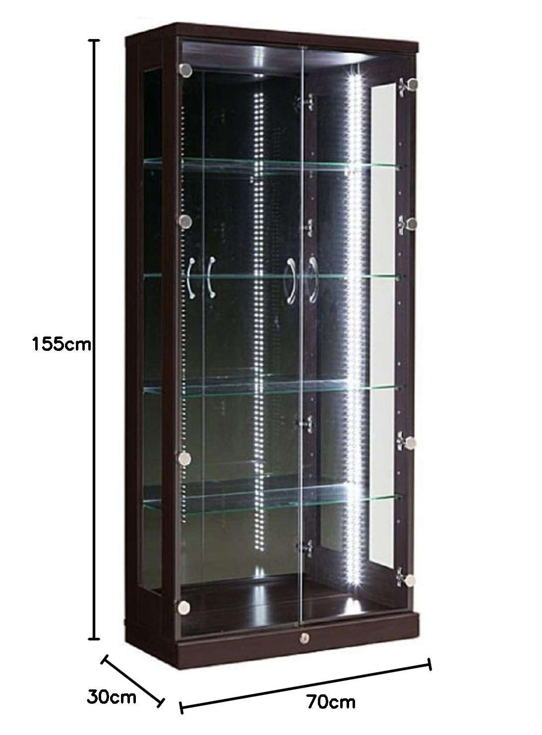 Amazon.co.jp: 幅70cm 高さ155cm コレクションケース ブラウン 茶色