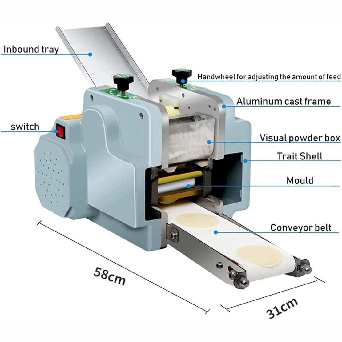 Amazon | 電動業務用餃子皮メーカー、自動餃子皮機8cm生地シーター餃子