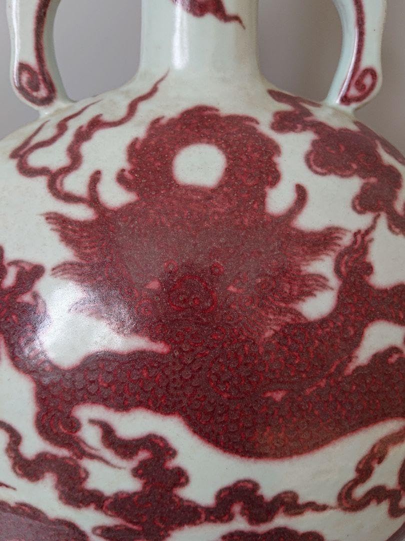 Amazon.co.jp: 中国 明時代 官窯 釉裏紅五爪龍文偏壺 高さ49cm |景徳