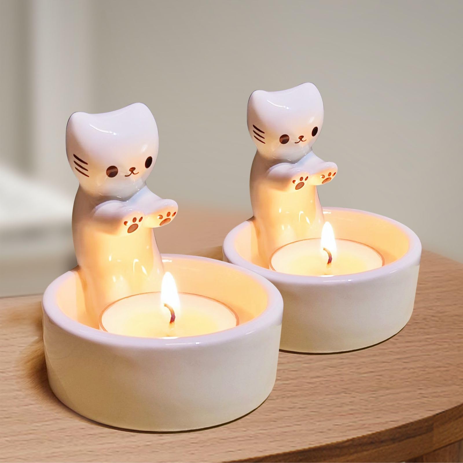 Amazon.co.jp: 猫の温まる足キャンドルホルダー かわいいキャンドル