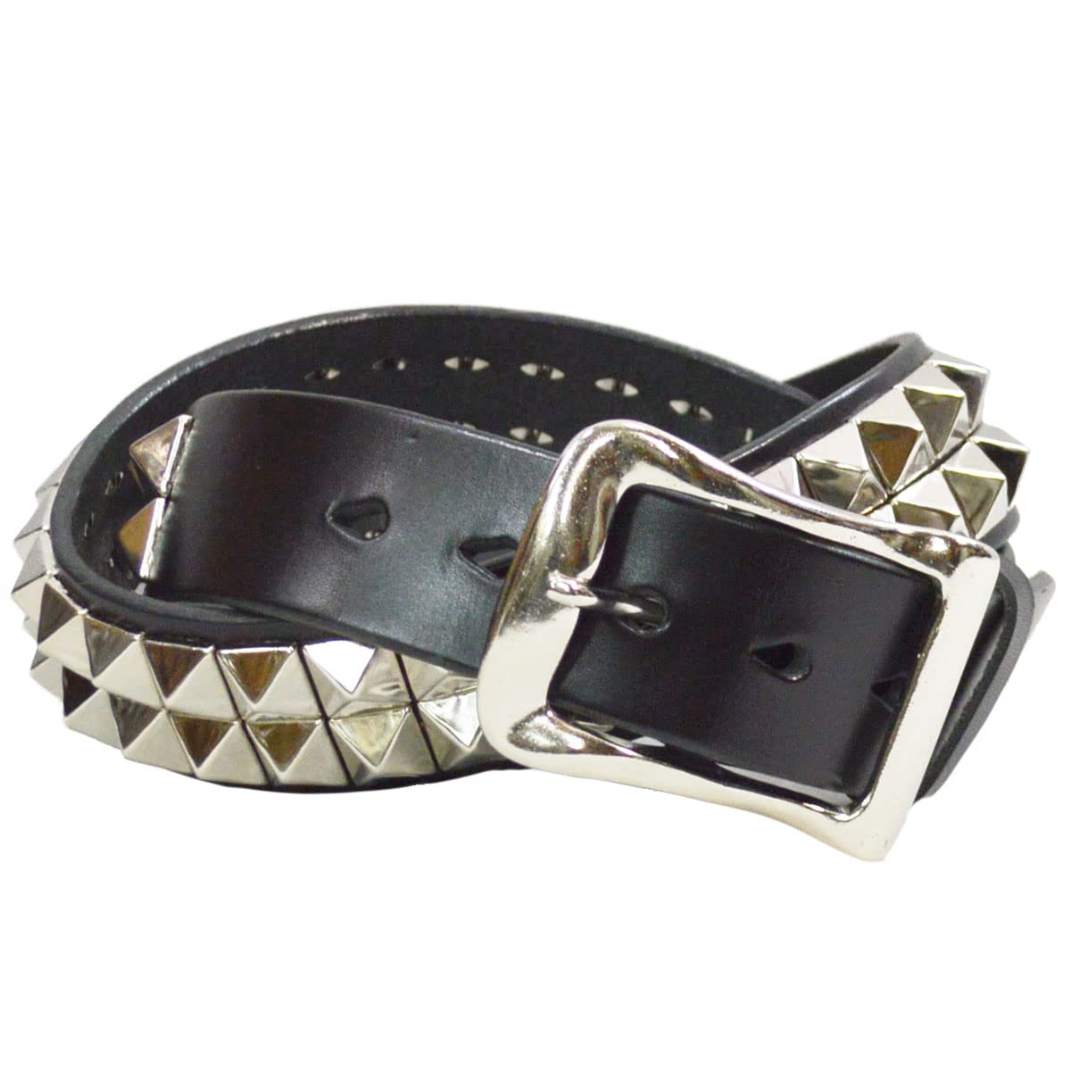 Amazon | 牛革 ススタッズベルト2連 ピラミッドスタッズ 革 本革 1枚