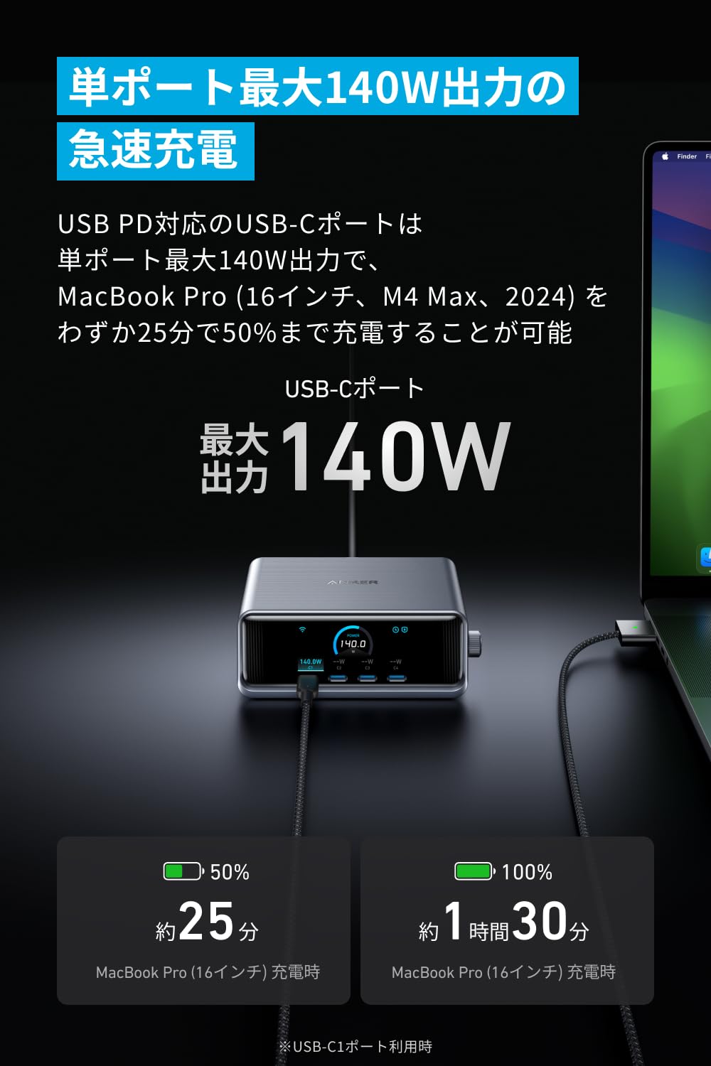 Amazon.co.jp: Anker Prime Charger, 250 W, 6 Ports, GaN, USB-A