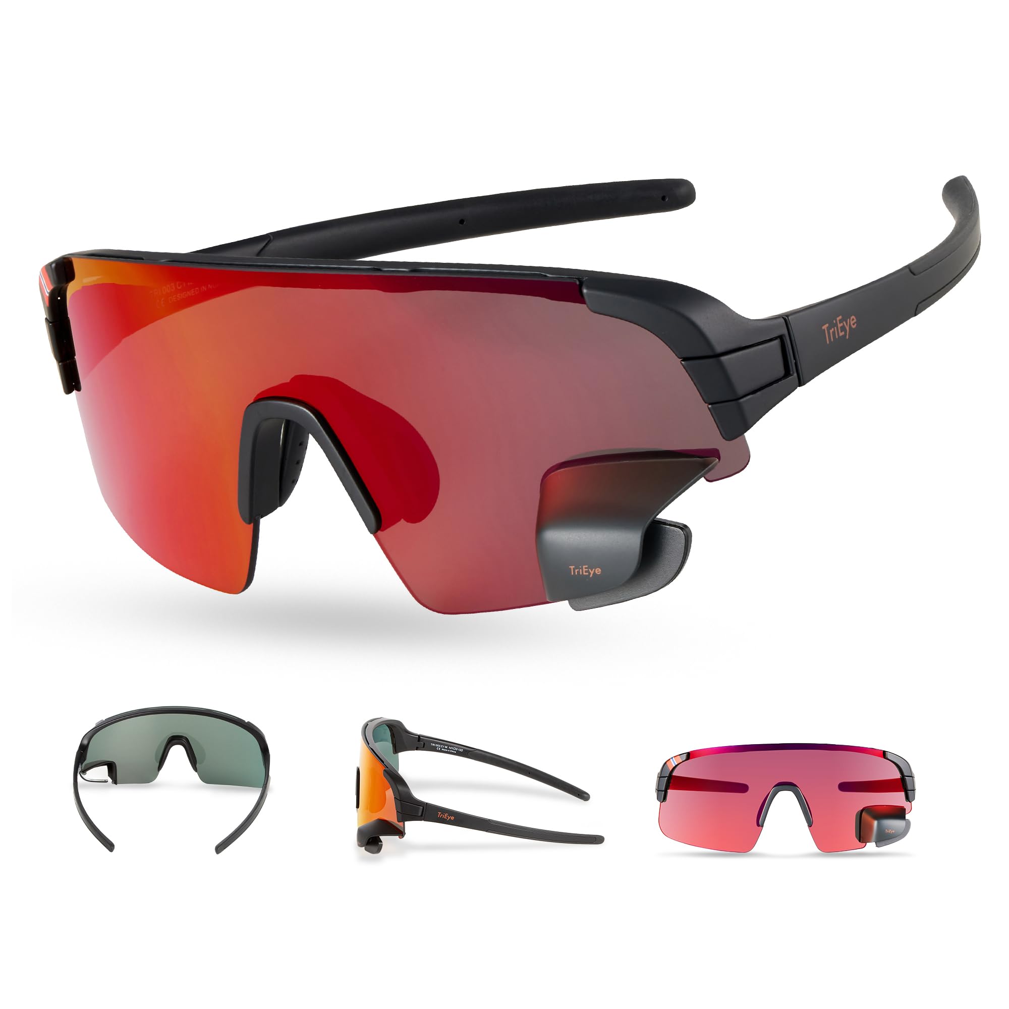 Amazon | TriEye サイクリンググラス バックミラー付き 男女兼用 - UV