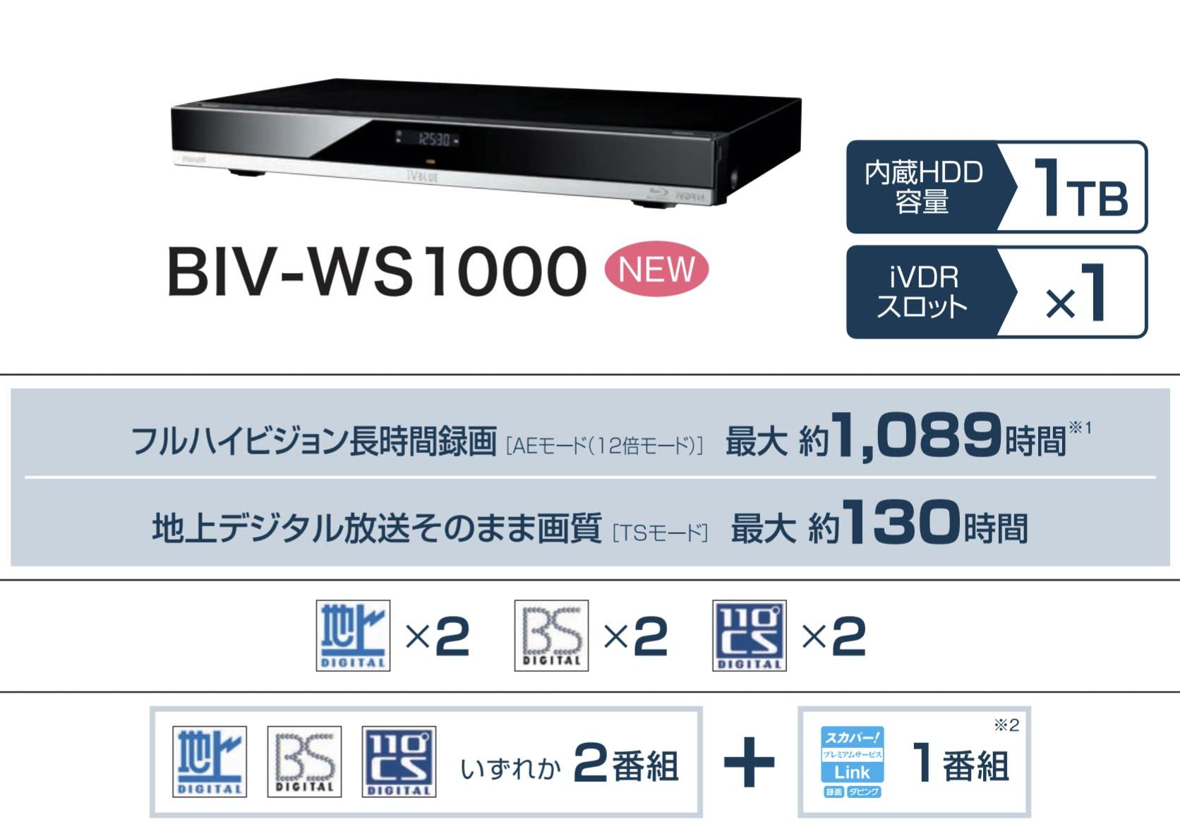 Amazon | maxell アイヴィブルー 1TB 2チューナー ブルーレイ