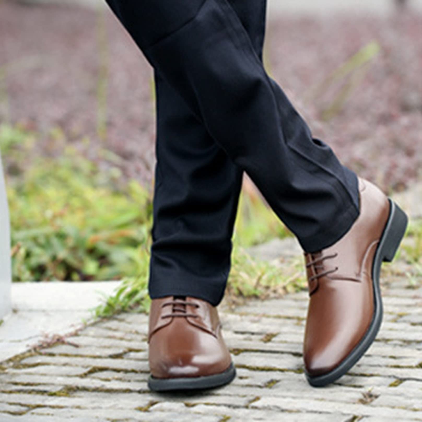 Amazon.com: Men's Pointed Toe Lace Up, Real Leather Derby Shoes