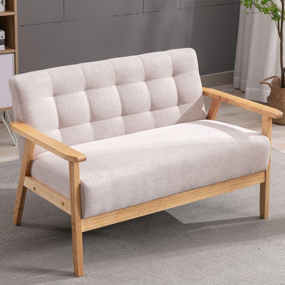 Amazon｜LEOVOL 二人掛けソファ 2Pソファ ベージュ ソファー 肉厚