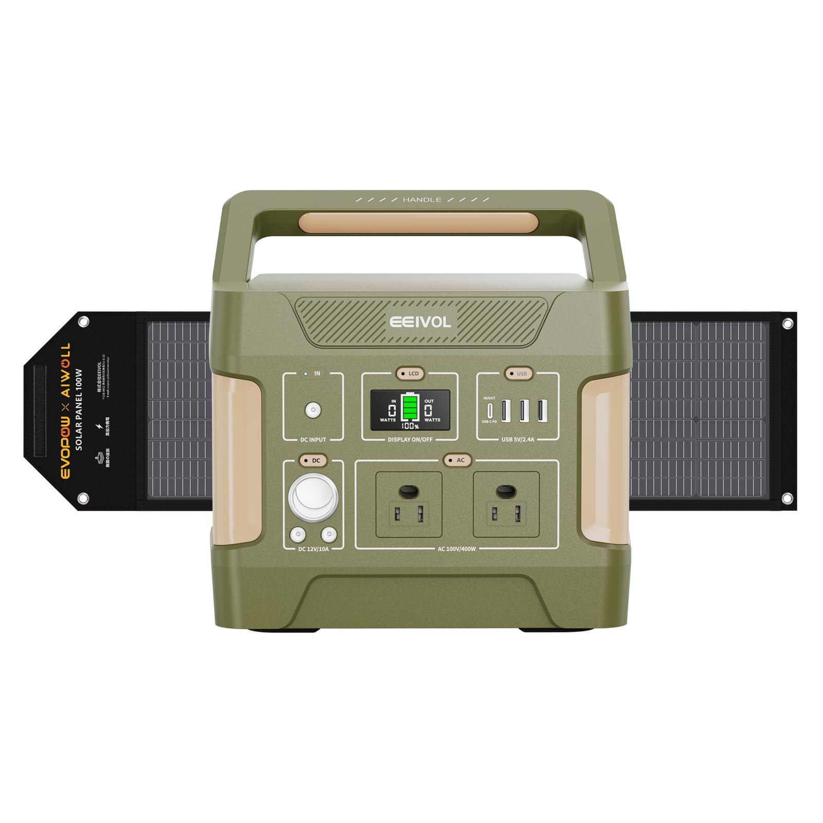 Amazon.co.jp: EEIVOL 400 ポータブル電源 ソーラーパネル セット