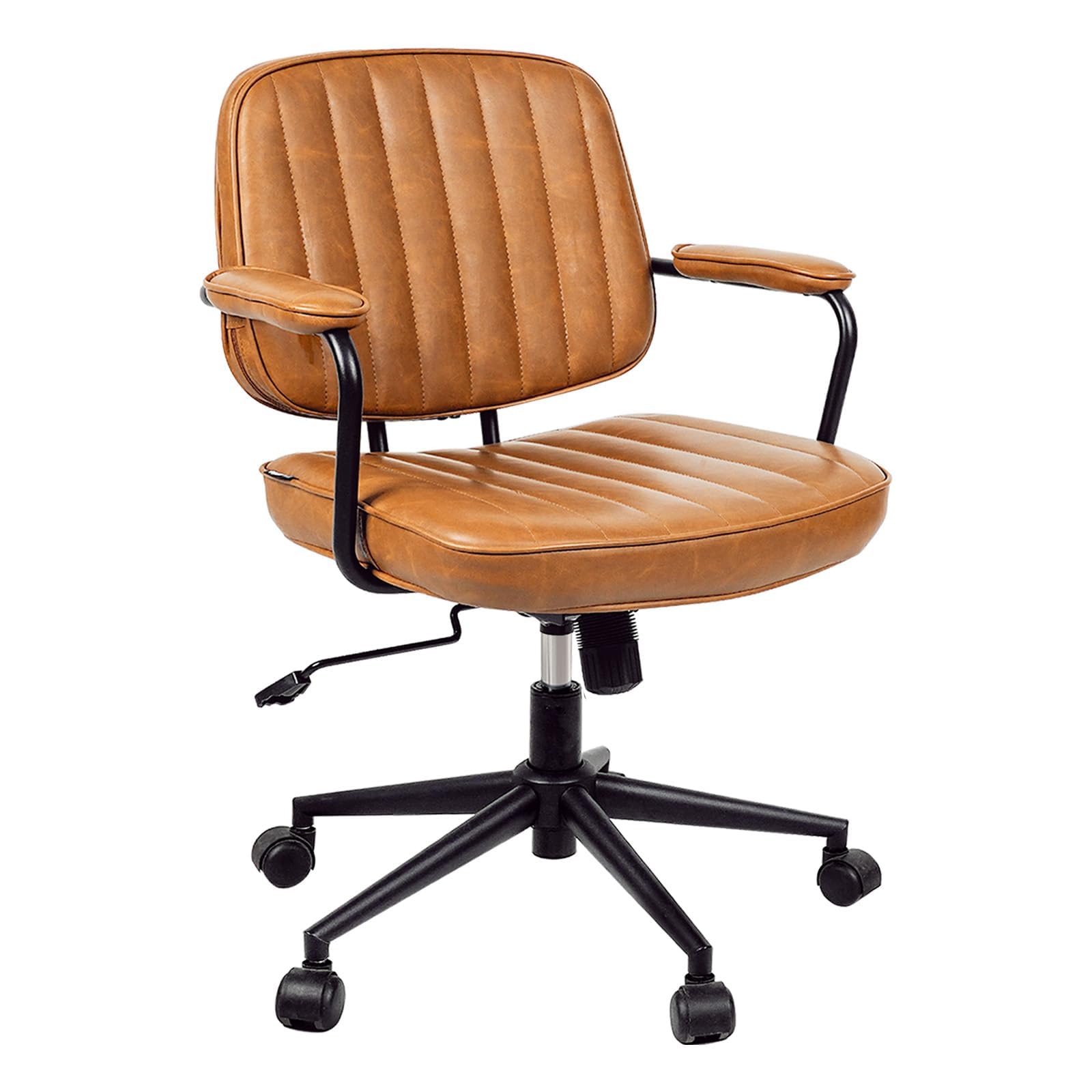 Artswish Mid Century Modern Brown Leather Office Desk Chair with