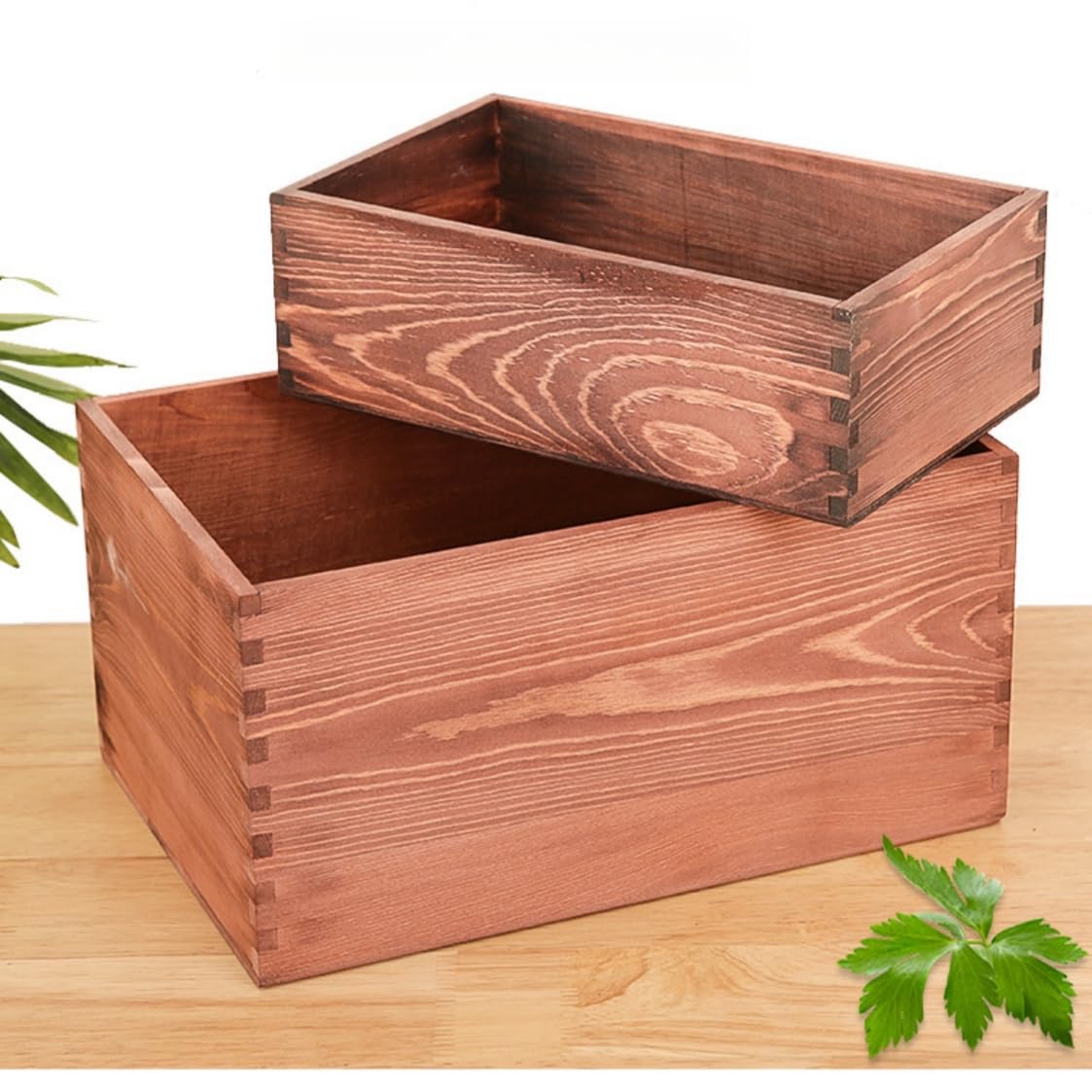 木製小物入れ ダークブラウン 約30cm x 20cm x 10cm 木製小物入れ