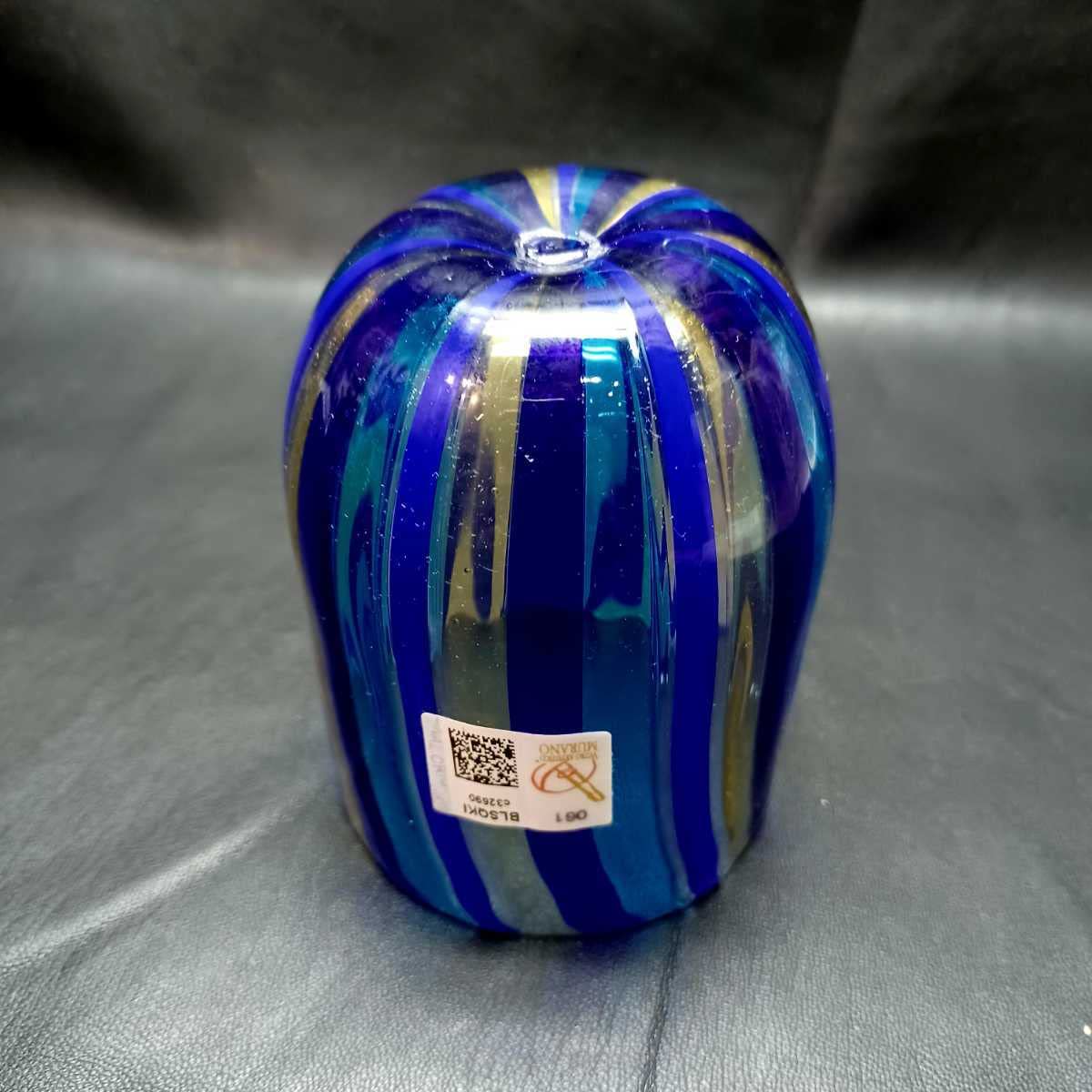 ベネチアンガラス / ムラノ / コンポート / ブルー×ホワイト / レース