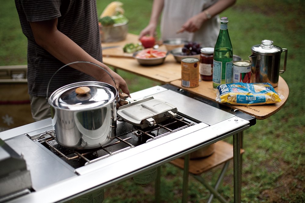 Fa】【ケース付き】アイアングリルテーブル3ユニット+400脚セット Fa