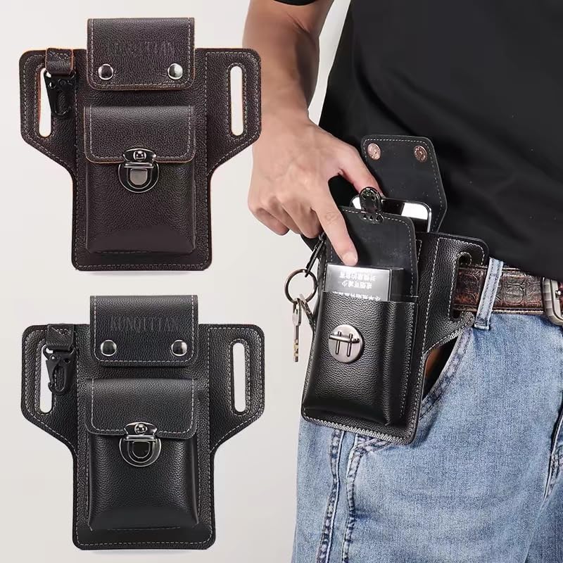 Amazon | PUレザー製スマホホルダーベルトメンズスマホケースベルト