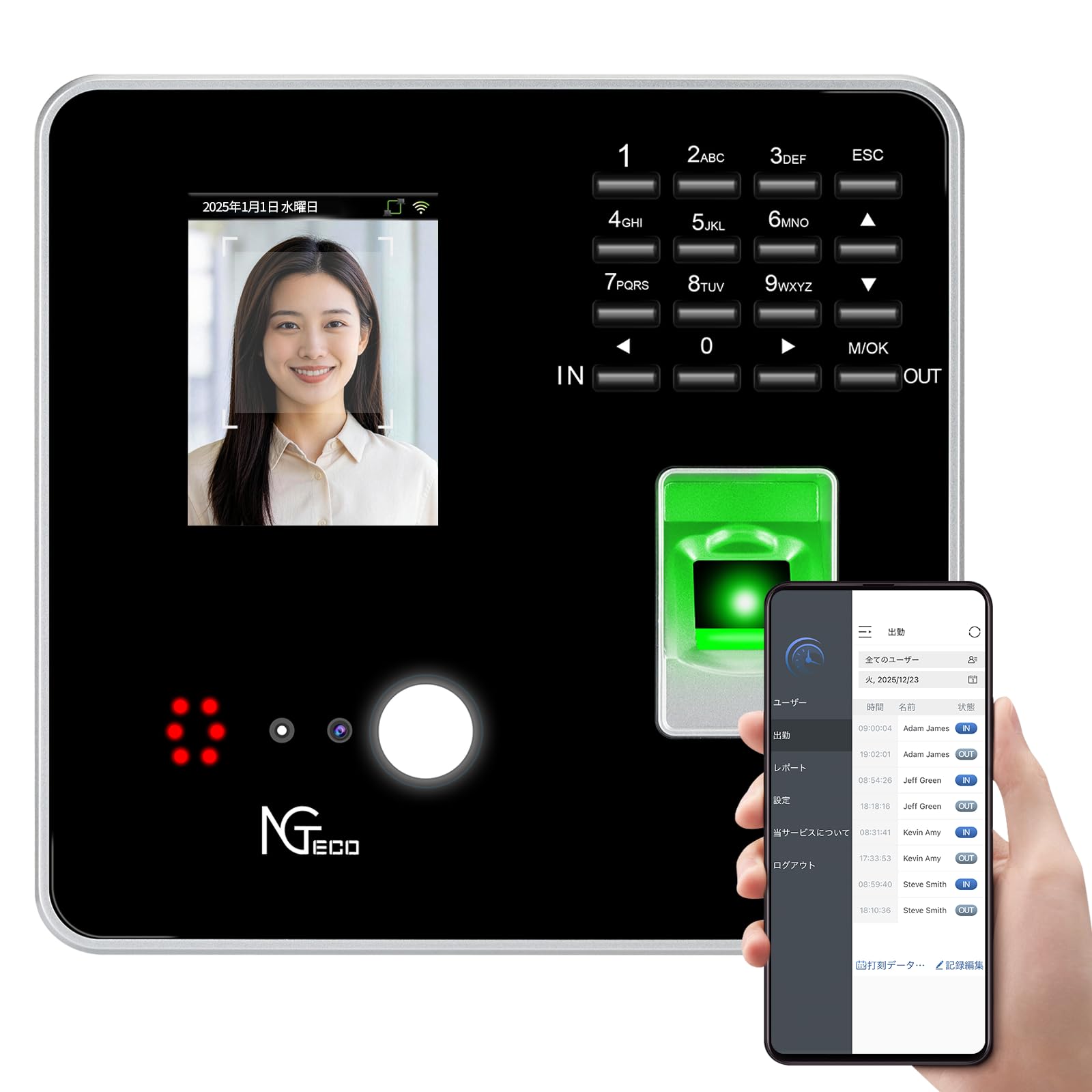 Amazon.co.jp: NGTeco タイムレコーダー 顔認証 指紋認証 RFID