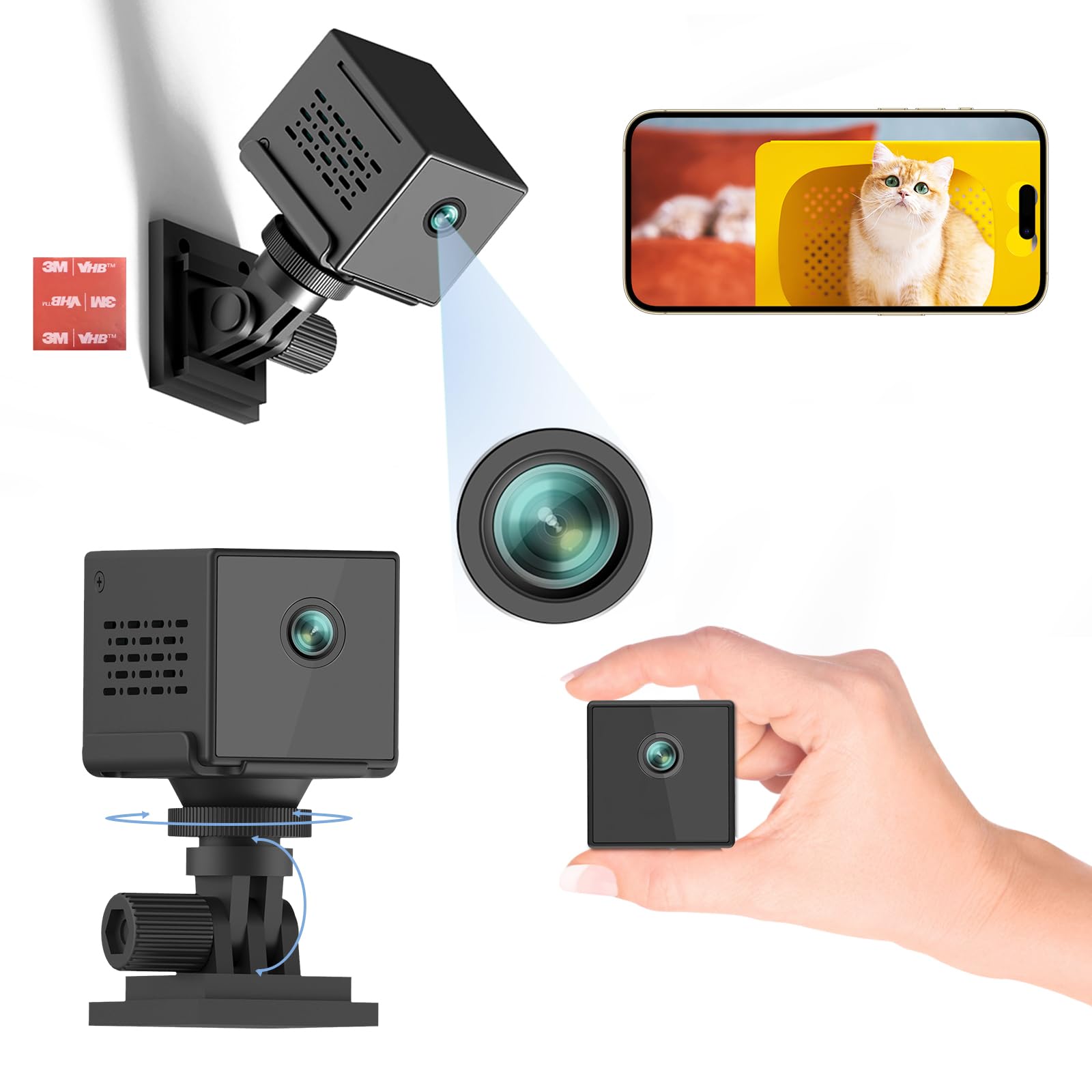 Amazon | 【180回転可能の多機能小型カメラ】 Hosiakly 小型防犯カメラ