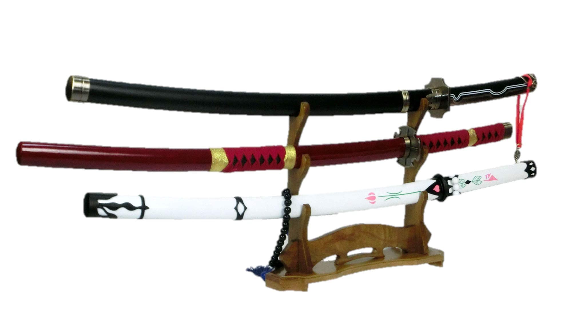 Amazon.co.jp: 壁刀掛け 木製 日本刀 木刀 模造刀置き 台座付き 三段用