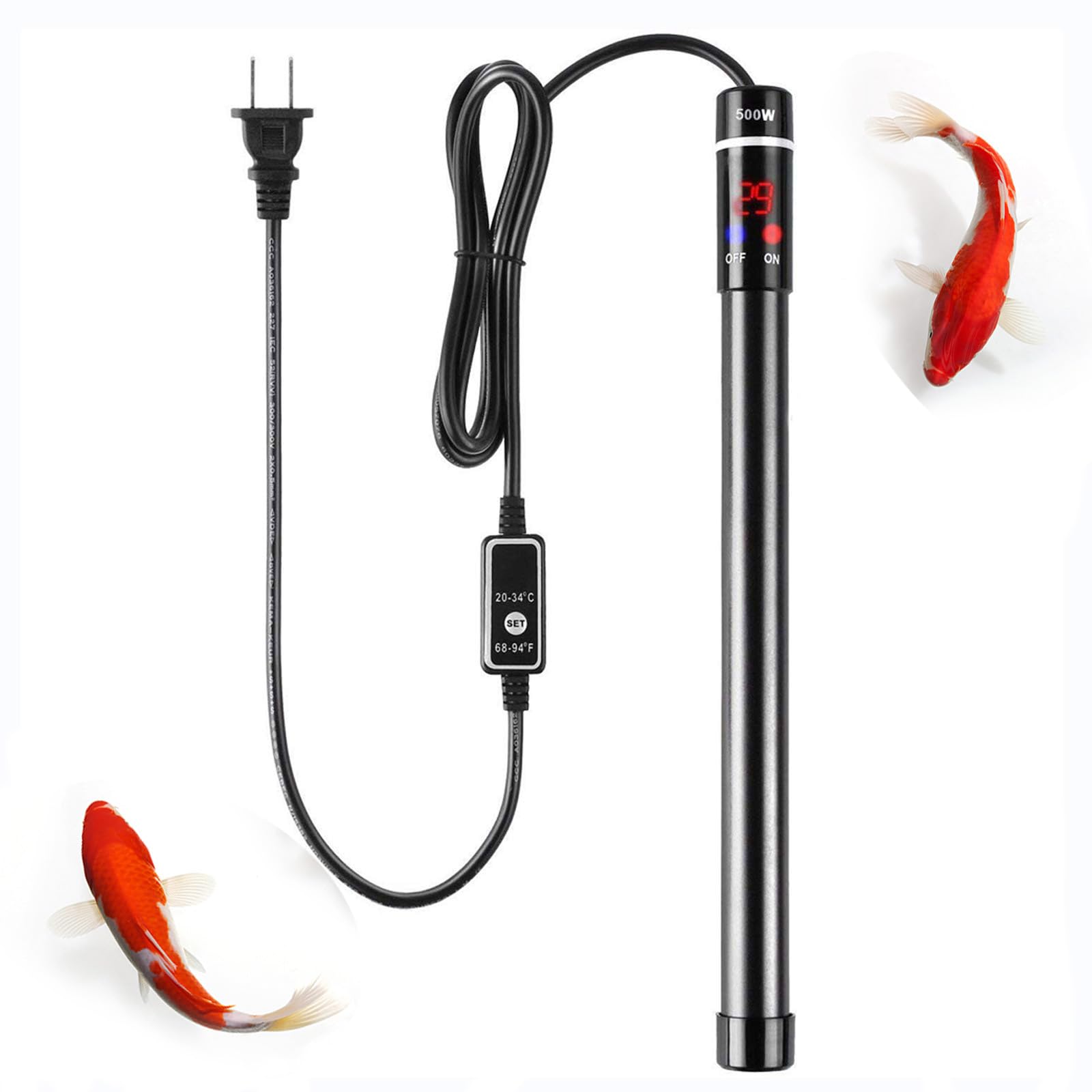 Amazon | 水槽ヒーター ヒーター 90cm用 500W 加熱棒 温度調節可能 LED