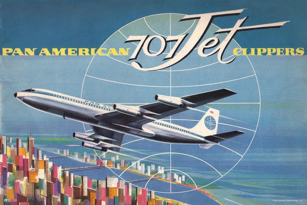 Amazon.com: Pan Am 707 Airplane Jet Logo American Vintage Travel