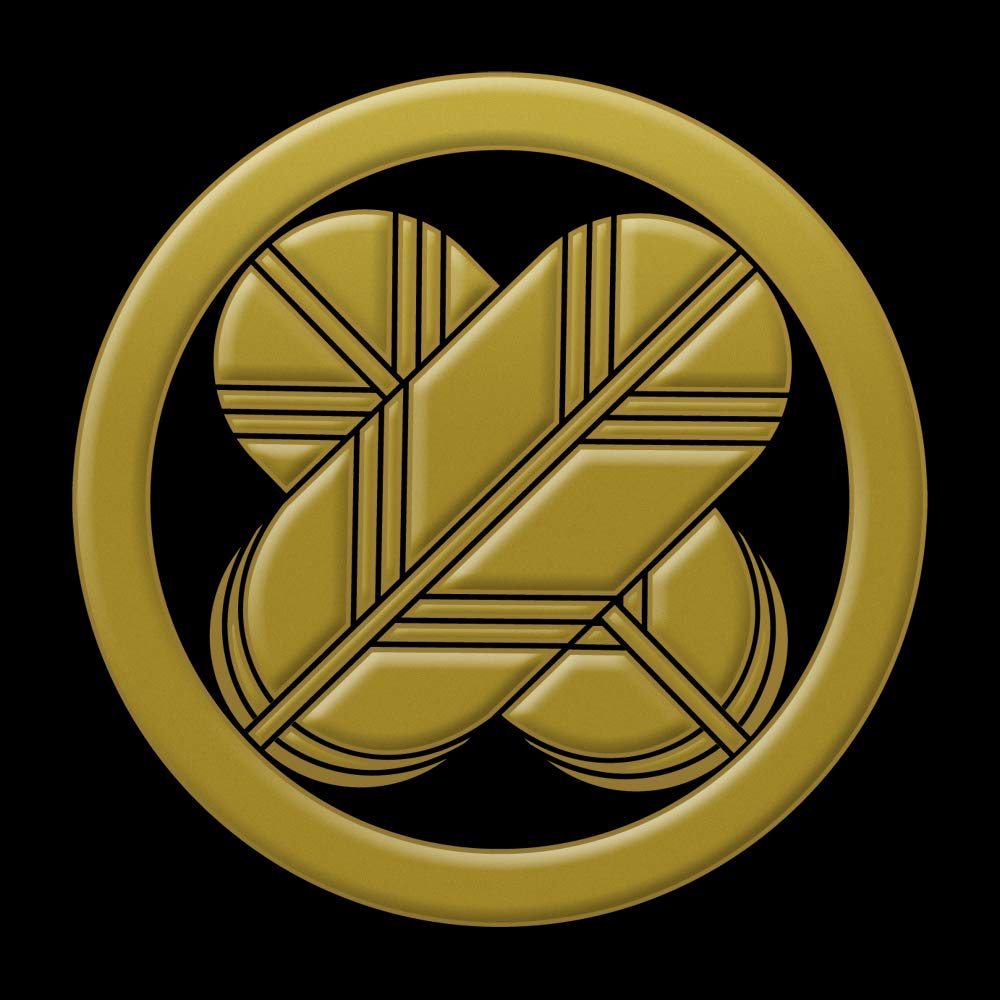 Amazon.co.jp: 家紋 蒔絵シール 家紋ステッカー「丸に違い鷹の羽 金