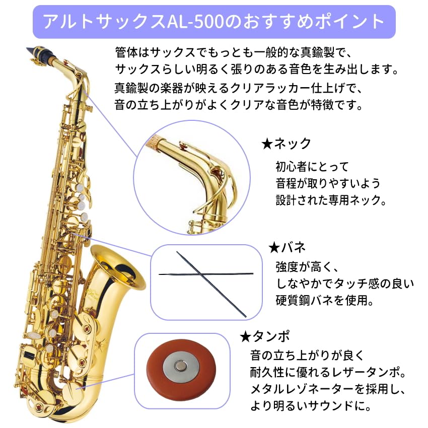 Amazon.co.jp: アルトサックス 初心者 AL-500 学生向けセット J