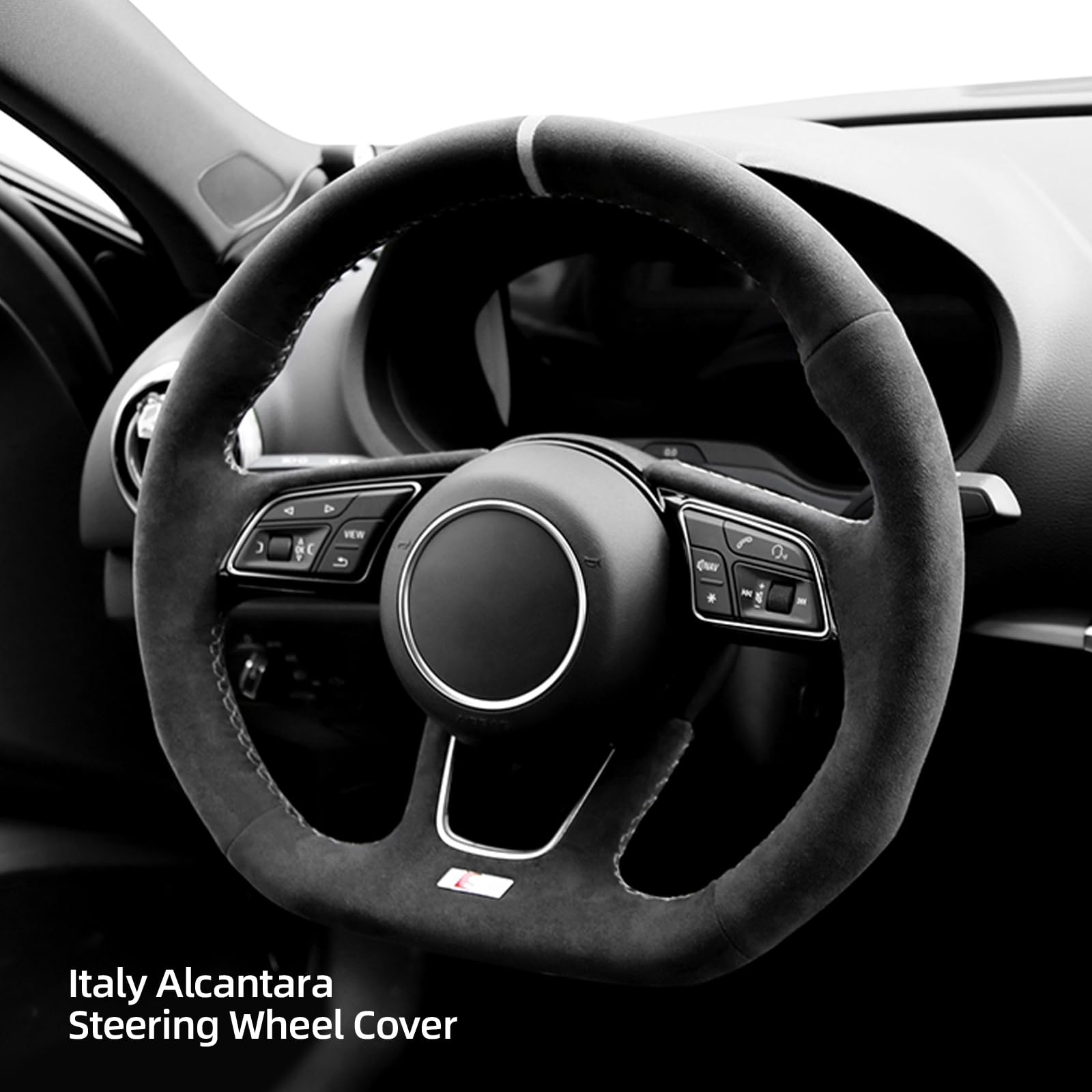 Amazon | Alfanxi ハンドステッチ Alcantaraハンドルカバー用 アウディ