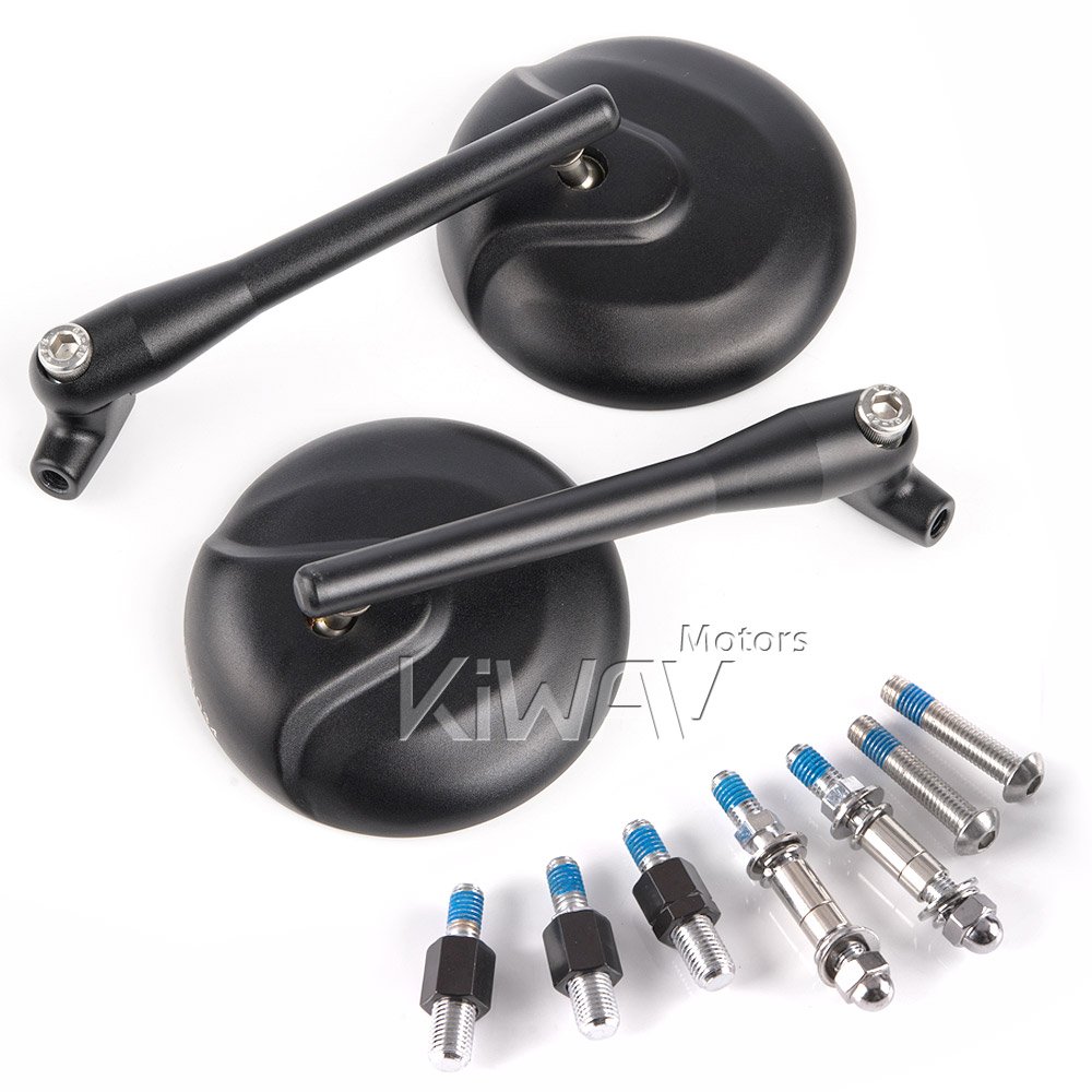 Amazon | KiWAV バイクミラー レトロ 黒 アルミ製 10mm 5/16インチ