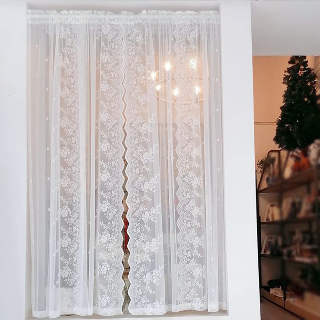 Amazon｜NASFH 間仕切りカーテン レース のれん おしゃれ 北欧