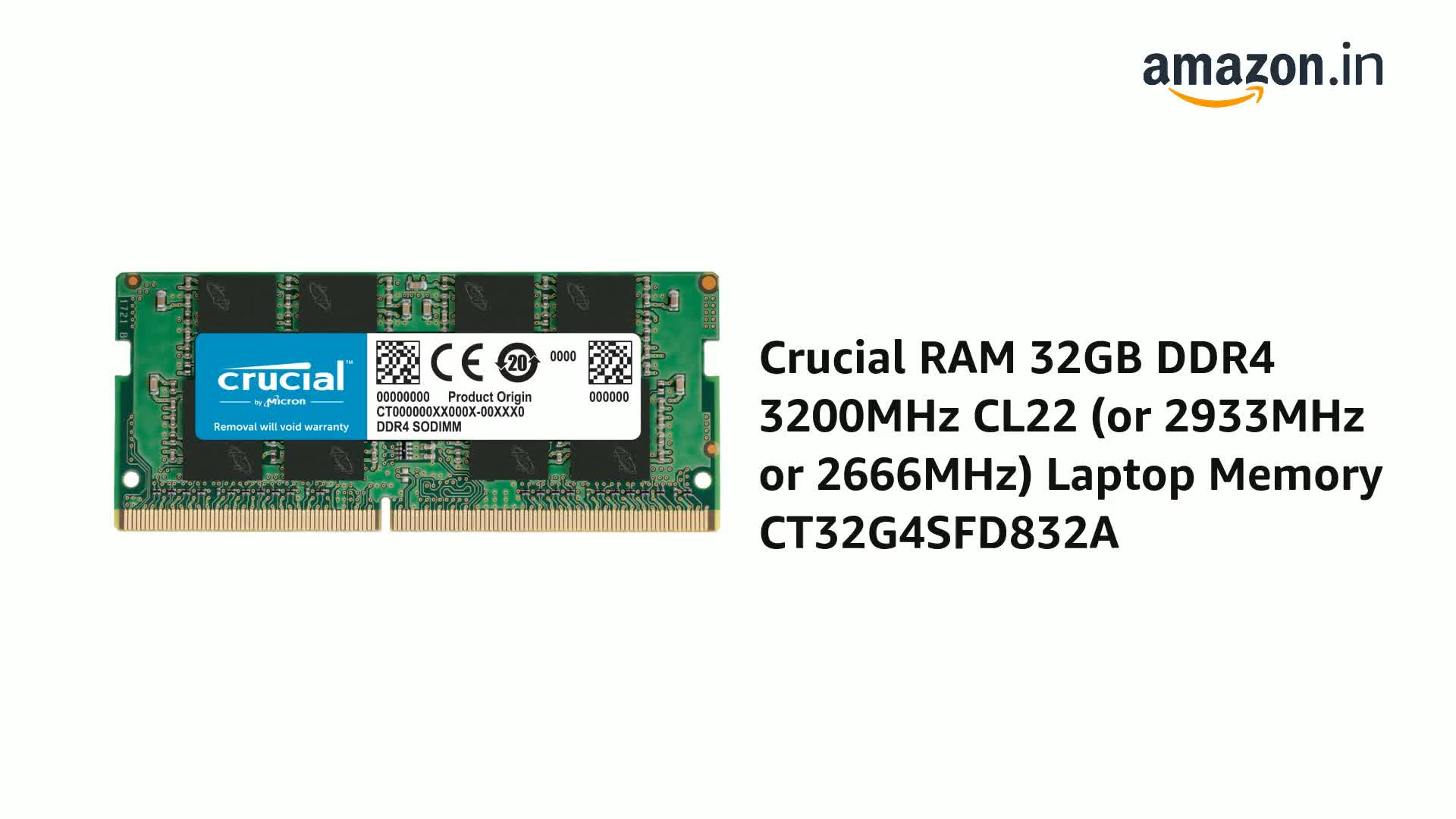 Amazon.in: Buy Crucial RAM 32GB DDR4 3200MHz CL22 (or 2933MHz or
