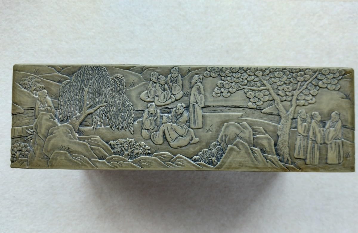 蘭亭硯】◇五台山緑石の特大加厚硯◇群微点状波紋の潤緑美石◇唐木天地