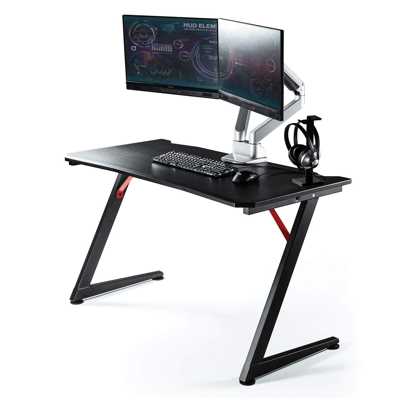 Amazon | サンワダイレクト ゲーミングデスク カーボン調天板 幅120cm