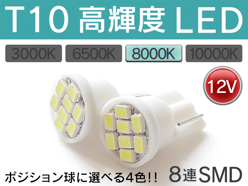 Amazon | 信玄 LEDバルブ T10 8000K 8連 SMD 12V 2個セット ポジション