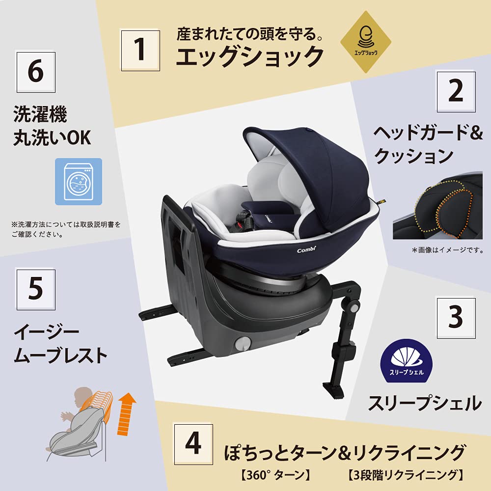 Amazon | コンビ ISOFIX固定 新生児対応 回転式 チャイルドシート