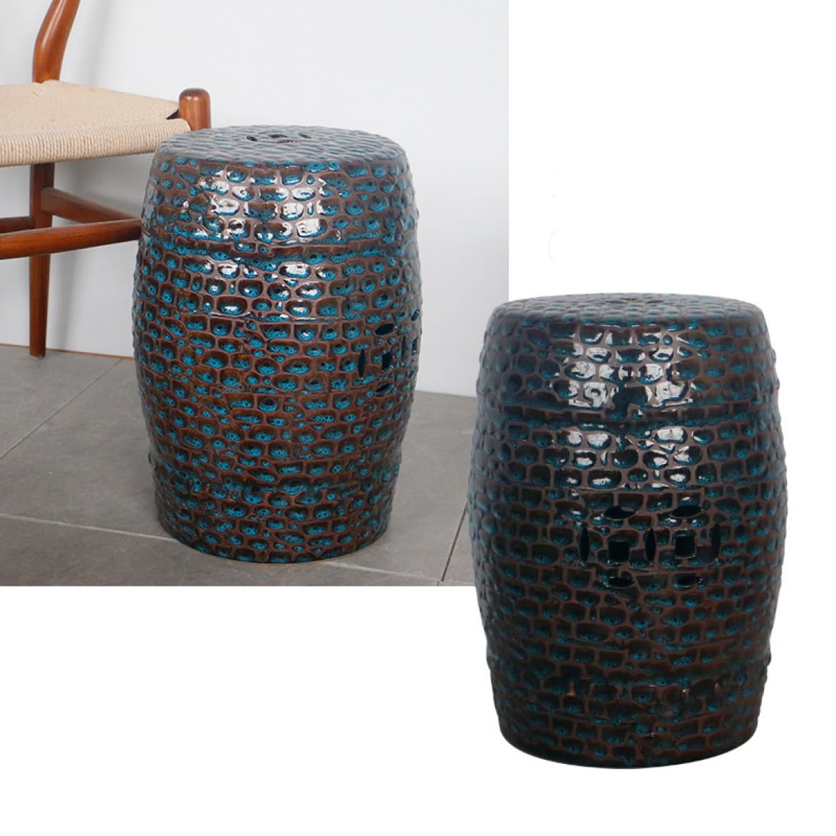 Amazon.co.jp: [GZGZ] 陶器 スツール イス 腰掛け 花台 ガーデンチェア