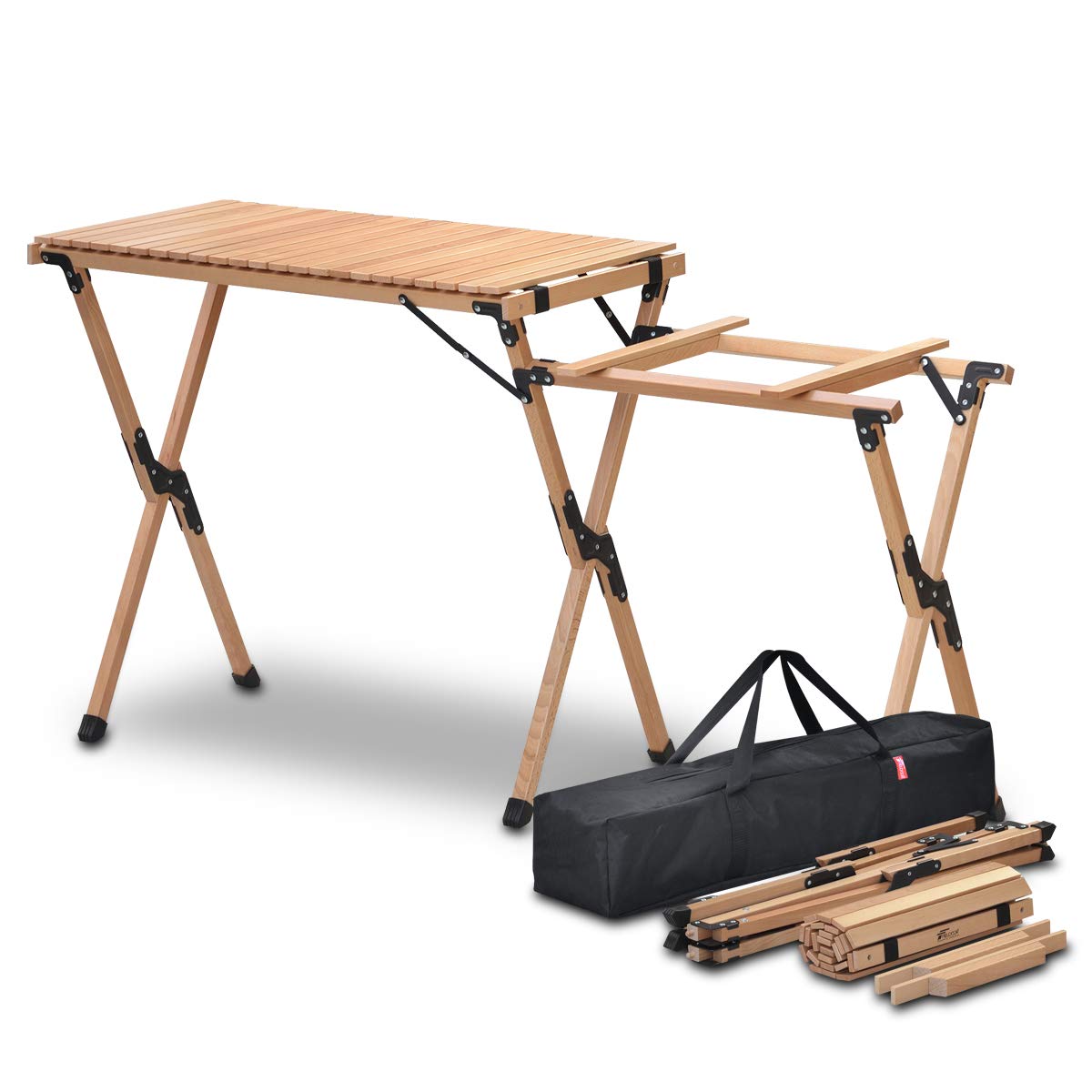 Amazon | FIELDOOR ウッドロールトップ キッチンテーブル 【ナチュラル