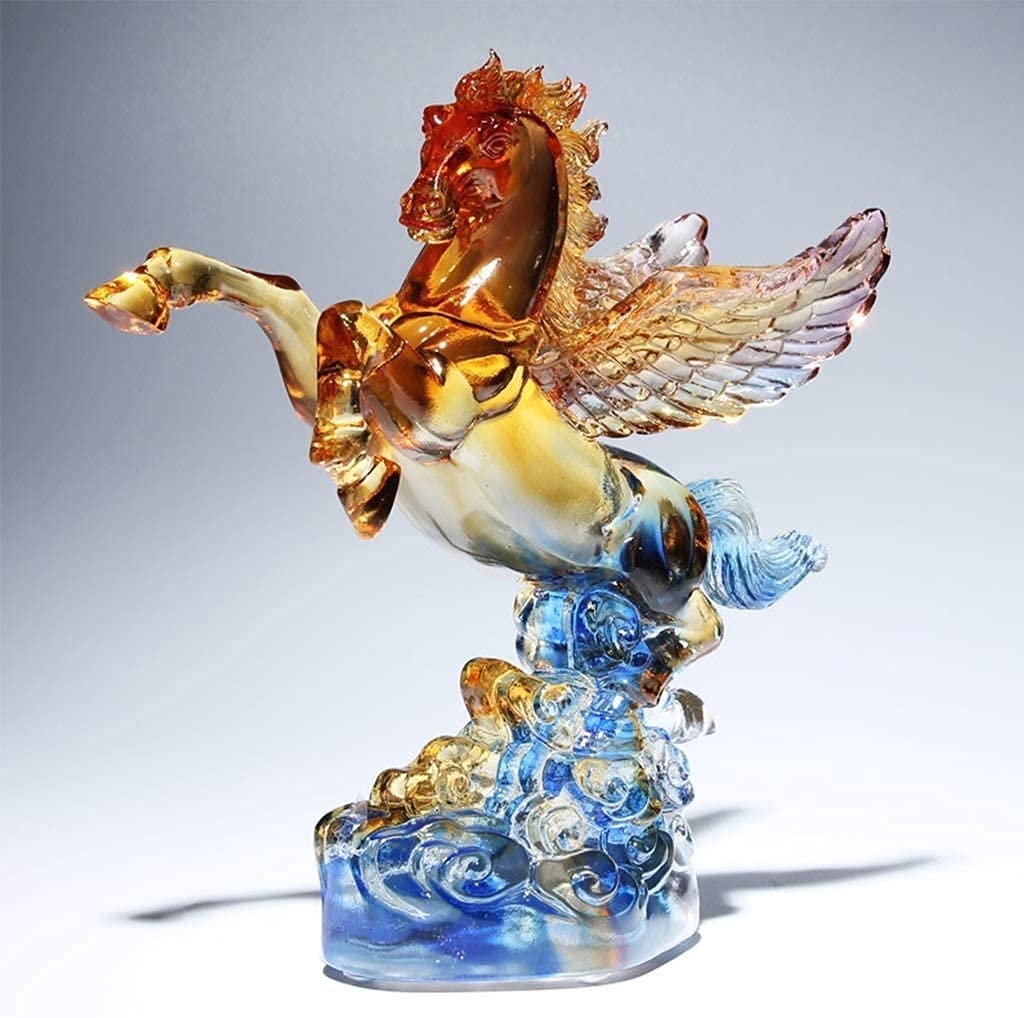 Amazon.co.jp: 彫刻 置物・オブジェ ガラス彫刻ペガサス装飾品アートは