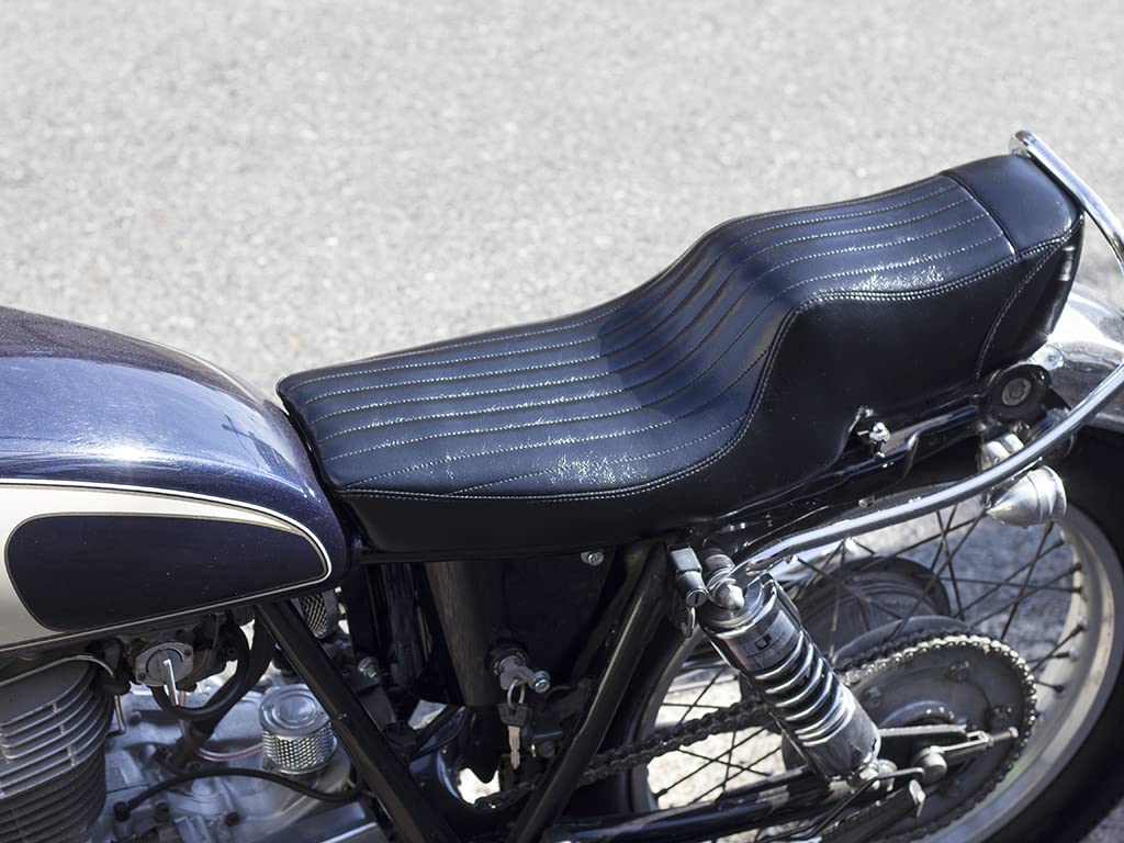 Yamaha SR 400バイク シート 黒 ストライプデザイン SR400 黒い