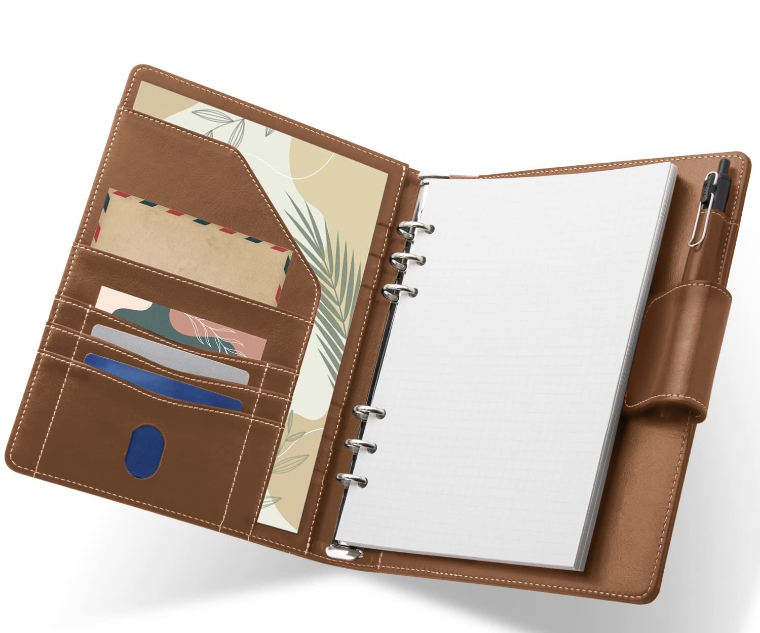 Amazon.co.jp: システム手帳 高級PVCレザー カバー A5 6穴 リング