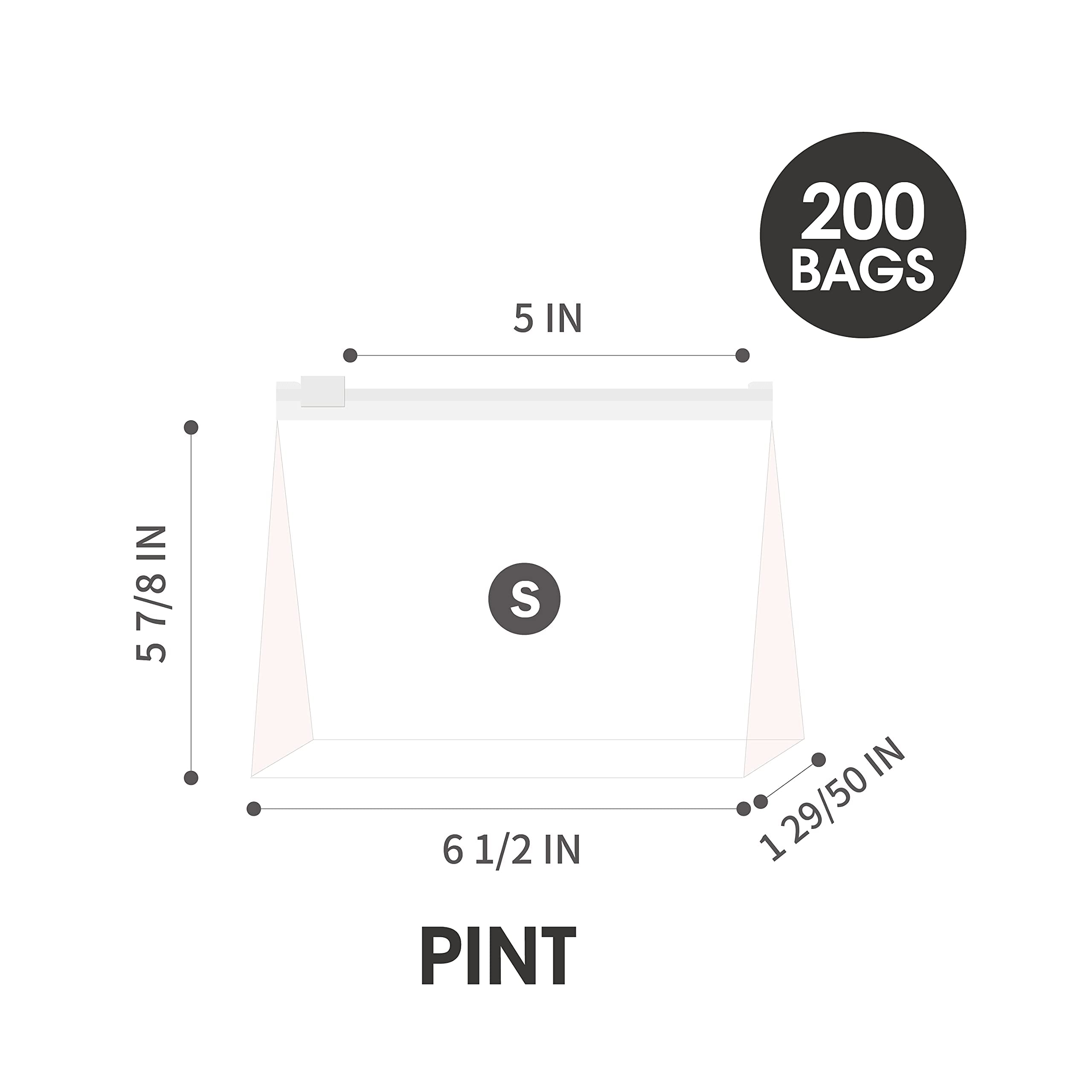 Amazon.com: Pint Slider Storage Bags- 200 Count, Featuring