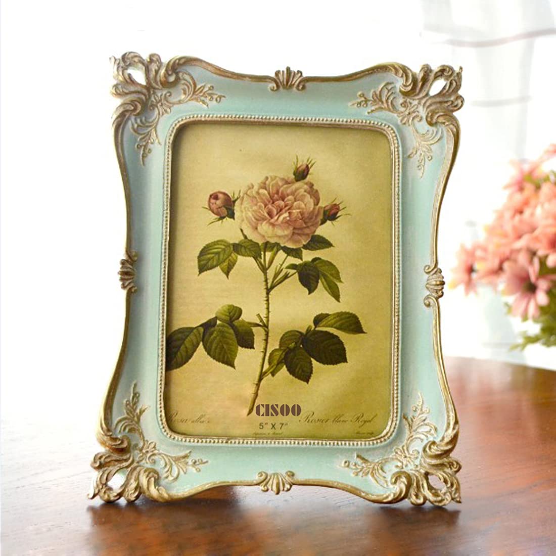 Amazon.com - CISOO 5x7 Vintage Picture Frame Antique Ornate Blue